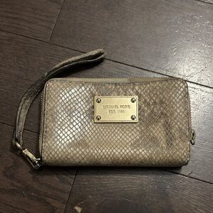 Michael Kors Beige Snake Print Wristlet